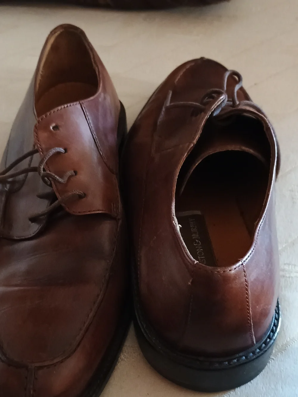 Johnston & Murphy Men's Brown Leather Lace-Up Oxfords (244)
